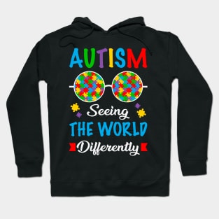 Puzzle Piece Sunglasses Autism seeing the world differently Autism Awareness Gift for Birthday, Mother's Day, Thanksgiving, Christmas Hoodie